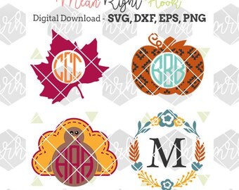 Thanksgiving Monogram svg, Fall Monogram svg, Pumpkin svg, INSTANT DOWNLOAD for cutting machines svg, png, dxf, eps (monograms not included)