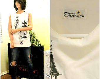 Vintage 60s Alfred Shaheen Asian print tunic size S / M 1960s designer oriental silk novelty screen print tunic top SunnyBohoVintage