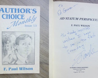 F. Paul Wilson To E Gorman Autograph Autographed Signed AUTHOR'S CHOICE MONTHLY Magazine 1990