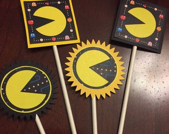Pacman Cupcake Toppers, Video Game Party, Video Game Birthday