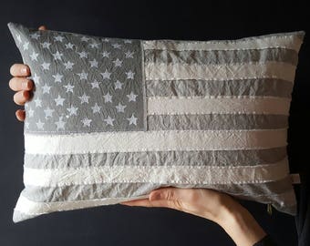 Hand-dyed American flag pillow | Grey