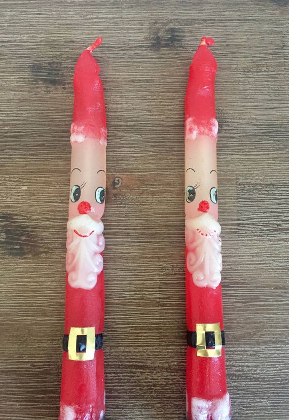 Vintage Christmas Candles Santa Claus Taper Candles 1960s