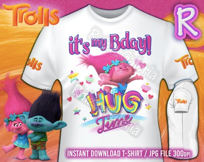 T-shirt Trolls - Poppy its my Birthday - Iron On tshirt transfers Trolls party - Instant Download!! - Its my Birthday - Tshirt Trolls Party