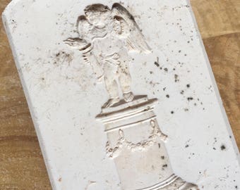 Wedgwood original vintage Jasperware plaster mould of a cherub on a plinth. Collectible souvenir or paperweight, pottery memorabilia.