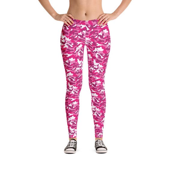 Pink and White Fashion Camo/ Camouflage Leggings/ Yoga Pants