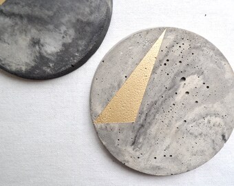 Marbled and Gold Concrete Coaster