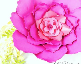DIY Large Paper Flower Tutorial with templates & Rosette