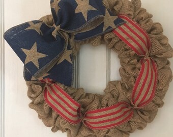 Burlap Patriotic wreath, Flag Wreath, stars and stripes wreath, red, white, blue wreath, burlap wreath, Americana Wreath, American