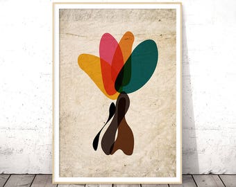 Mid Century Modern, Abstract Shapes, Digital Download Art, Printable Poster, Poster Download, Wall Art Prints, Printable Art, Abstract Art