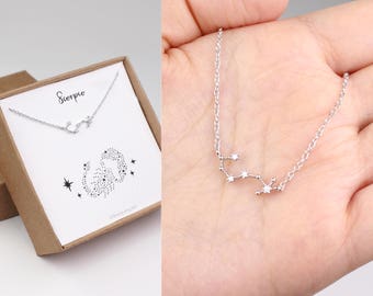 Scorpio necklace, horoscope necklace, constellation necklace, zodiac jewelry, horoscope jewelry, scorpio jewelry, zodiac necklace, gift