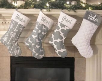 Family Christmas Stockings. Christmas Stockings. Gray Stockings. Farmhouse Stockings. Personalized Stockings. Christmas Stocking.
