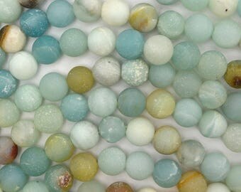 8mm matte amazonite round beads 15" strand 38647