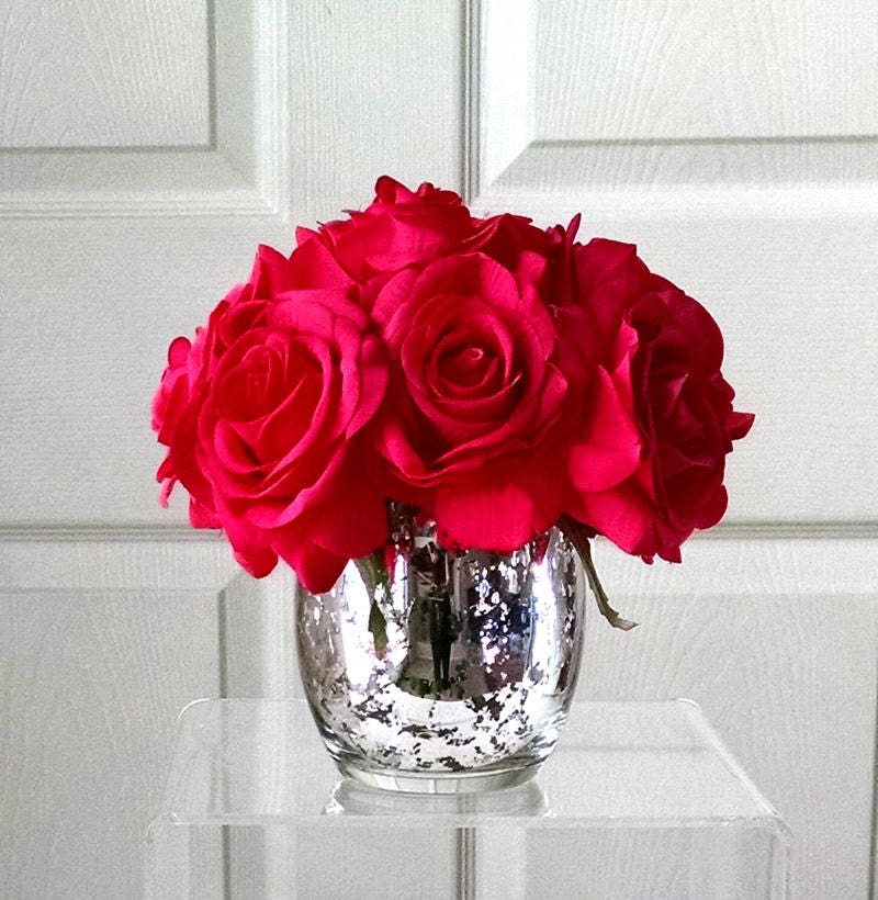 Christmas Gift-Real Touch flowers for Home Decor-Christmas Decor-Real Touch Roses-Silk Flowers in Home Decor-Fake flowers-Red Roses