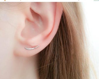 SALE - Tiny Silver Ear Climber-Ear Climber Earrings-Silver Ear Climber-Ear Crawler-Bar Earrings-Silver Bar Earrings-Ear Sweep