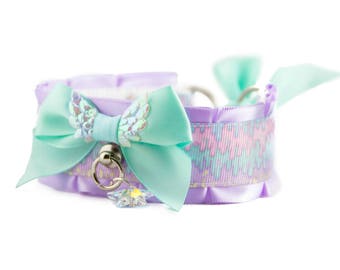 Pastel Kitten Play Collar, Pet Play Collar, DDlg Collar, Tug Proof Collar, BDSM Collar, Kitten Play Gear, Twisted Angel (Mint)