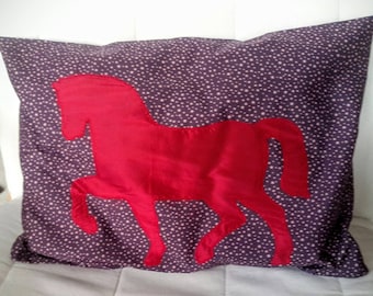 Cushion cover with horse applique