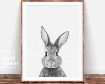 Rabbit Print, Woodland Animals, Nursery Art, Nursery Decor, Nursery Animals Print, Bunny Print, Rabbit Wall Print, Nursery Wall Art, Print