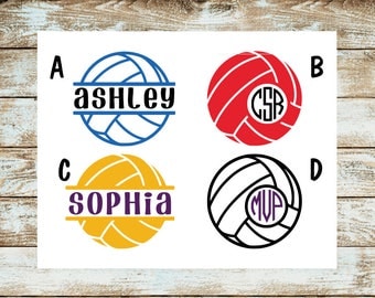 Volleyball Decal Sticker | Volleyball Name Decal | Volleyball Monogram Decal | Yeti Decal | Car Decal | Laptop Decal