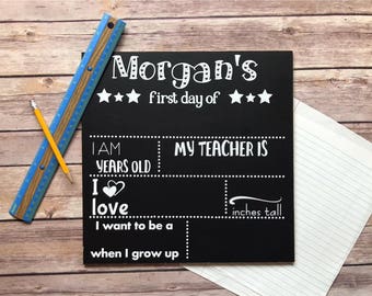Personalized First Day of School Chalkboard Sign / School Stats / Reusable Chalkboard / Back To School