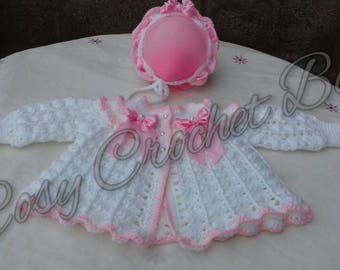 Handmade bonnet and matinee set