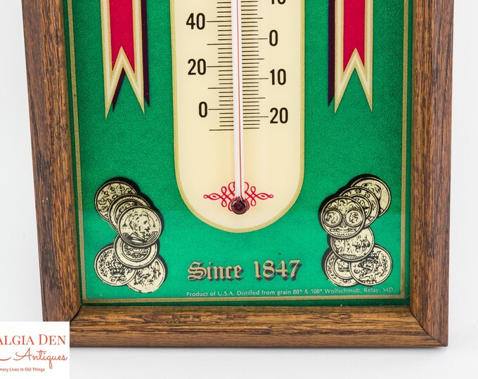 Framed Thermometer | Wolfschmidt Vodka Advertising | Vintage Bar Decor