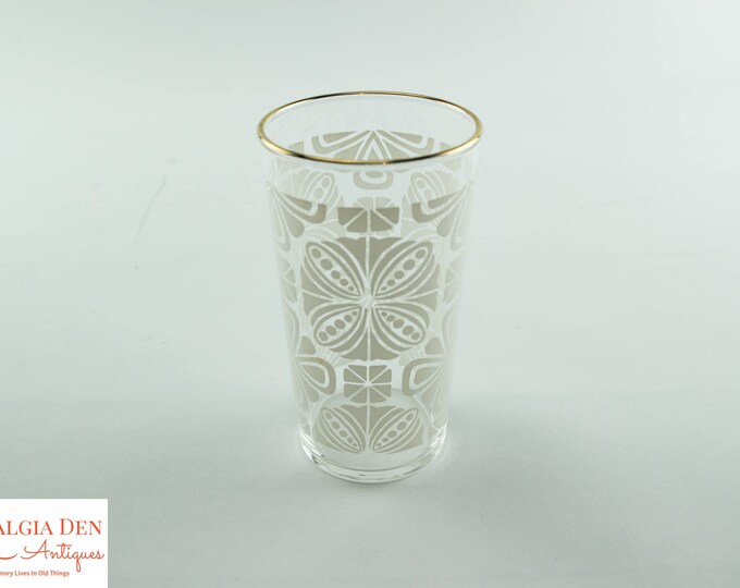 Federal Glass Tumblers | White and Gold 10 Oz MCM Drinking Glasses - Set Of 8