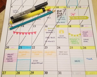 Planning calendar Etsy