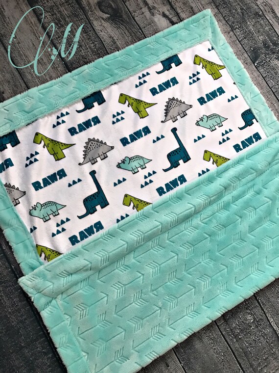 Dinosaur Minky Baby Blanket Dino Blanket Toddler Blanket