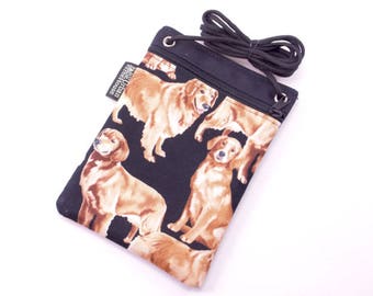 Cross body bag. golden retriever dogs. Dog walking phone pouch. Crossbody small purse.