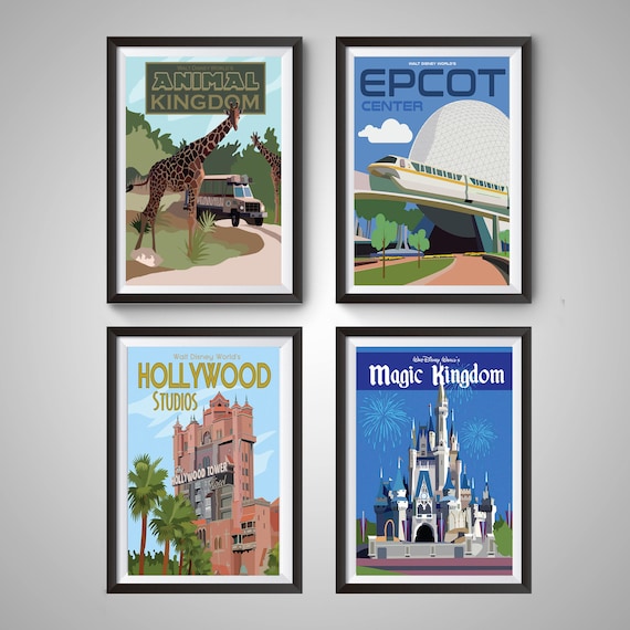 Disney World Posters Instant Download Set of 4