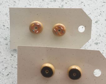 Polymer Clay Donut Stud Earrings, Clay jewlery, mini food, cute earrings