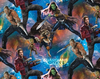 IN STOCK New Marvel Fabric: Guardians of the Galaxy Vol. 2 - Characters Packed 100% cotton fabric by the yard (SC410)