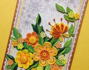 Quilling Card. Greeting Cards Handmade. Quilling Art. Fancy Handmade Cards. Quilled Cards.Card Floral.Paper Quilling.Birthday Cards Handmade