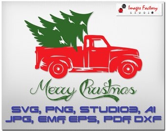 Christmas Tree on Car - cuttable Cricut Design Space, Silhouette Digital Cut Files Instant Download svg dxf studio3 christmas Nativity Scene
