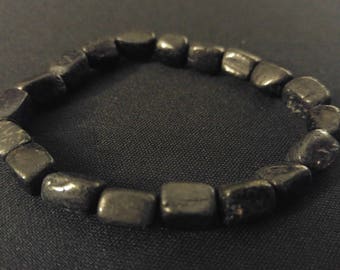 BLACK TOURMALINE Genuine Natural Tumbled Gemstone Stone Stretch Bracelet Absorb NEGATIVE Energy