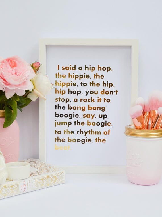 Rapper's delight Lyrics Gold Real Foil Custom Print