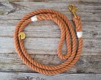 Cotton Rope Leash - Orange // Dog Leash // Dog Lead // Rope Dog Leash // Whipped & Spliced // Brass // Stainless // Hand Dyed //