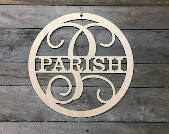 Unfinished Wood Monogram/ Last Name Door Hanger/ Front Door Wreath/ Monogram Door Hanger/ Decor/ Last Name Sign/ Family Name Sign/Wooden