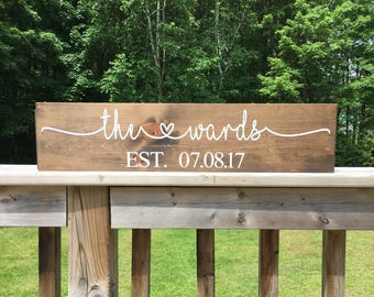 Custom Name Sign - Wedding Gift - Last Name Sign - Bridal Shower Gift - Rustic Wood - Custom Personalized - Gift for Couple - Gift for Bride
