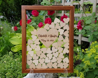 Wedding Guest Book Alternative Guest Book Personalized Drop Top box Heart Guestbook Rustic guestbook Memory Box Wooden Guestbook glassy