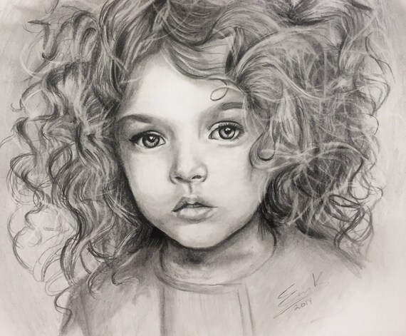 Custom pencil portrait original sketch professional drawing 