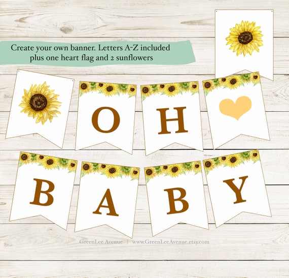 Download DIY Custom Sunflower Banner Baby Shower Banner Brown