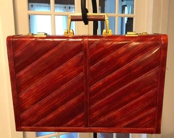 Vintage 1970's Eel Skin Briefcase Old New Stock