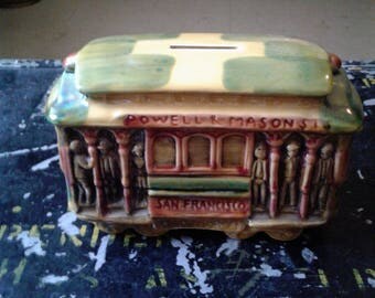 Vintage TROLLEY Car Coin PIGGY BANK From San Francisco