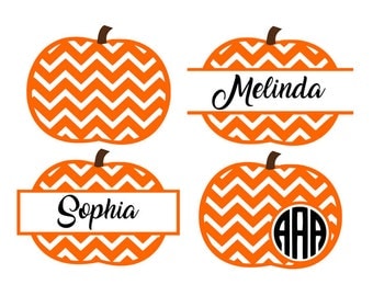 Chevron pumpkin svg, pumpkin monogram svg, pumpkin svg, split pumpkin svg, svg files, cricut, silhouette, instant download