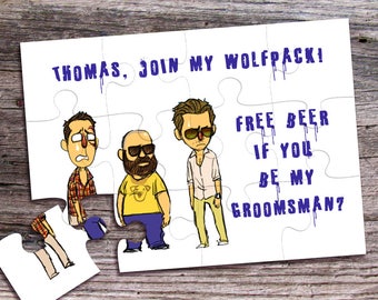 Funny Groomsman Card, Will You Be My Groomsman Puzzle, The Hangover, Join My Wolfpack, Will You Be My Best Man, Asking Groomsman