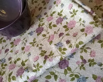 TABLECLOTH 100% linen floral pink 135 cm x 135 cm