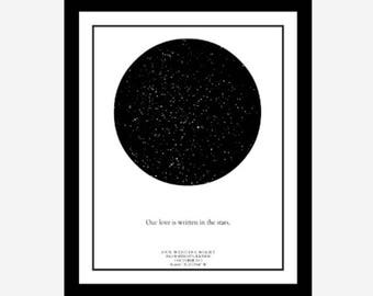 Custom Star Map print; Customized Star Map art; Constellation and Stars Wall Art; Personalized Nursery Art; Personalized Wedding Art