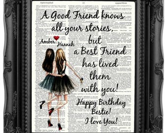 Personalisierte beste Freundin Geschenk drucken für besten Personalisierte beste Freundin Geschenk drucken für besten