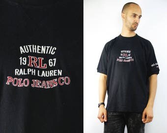 RALPH LAUREN T-Shirt / Vintage Ralph Lauren T-Shirt / Ralph Lauren Polo Jeans / Black Ralph Lauren T-Shirt / 90s Ralph Lauren / Polo Jeans